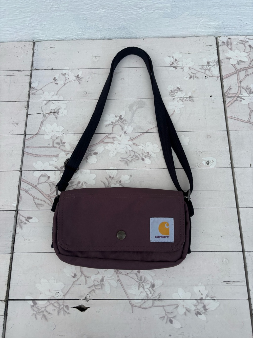 Carhartt Plum Crossbody Messenger Bag with Black Strap